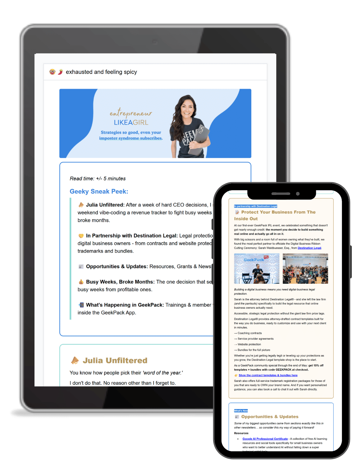 Entrepreneur Like A Girl Newsletter feature example